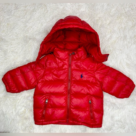 RALPH LAUREN Red Down Baby Puffer Jacket - Picture 1 of 2